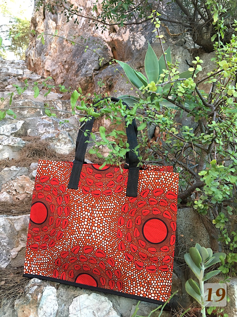 Cabas en Tissu Wax doublé de Sac de Riz recyclé