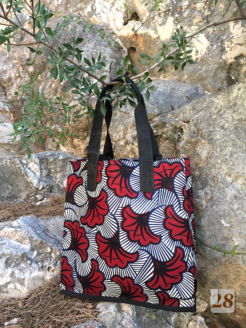 Cabas en Tissu Wax doublé de Sac de Riz recyclé