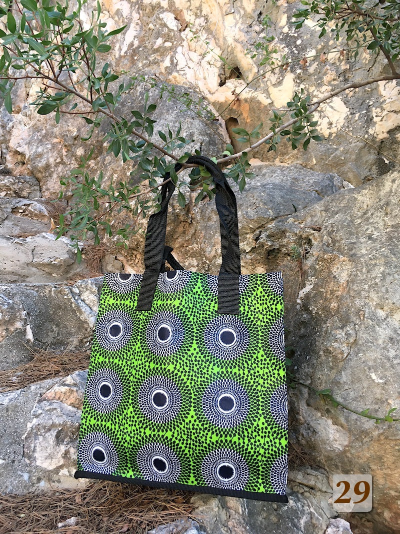 Cabas en Tissu Wax doublé de Sac de Riz recyclé